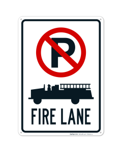 No Parking Fire Lane With Graphic Sign