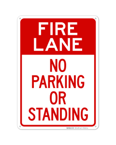 Fire Lane No Parking Or Standing Sign, (SI-65050)