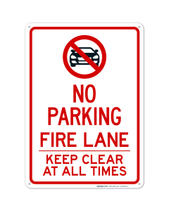 Fire Lane Keep Clear At All Times With Graphic Sign