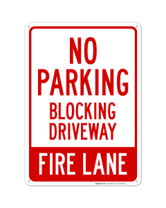 No Blocking Driveway Fire Lane Sign