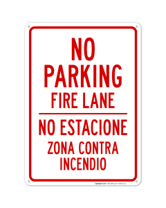 No Parking Fire Lane Bilingual Sign