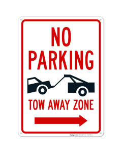 No Parking Towaway Zone With Right Arrow Sign