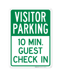 Visitor Parking 10 Min Guest Check In Sign