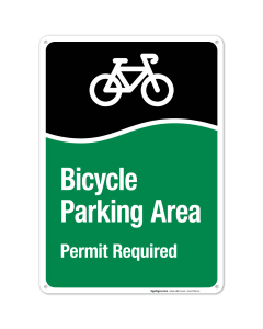 Bicycle Parking Area Permit Required With Graphic Sign