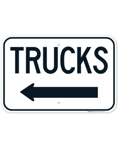 Trucks With Left Arrow Sign