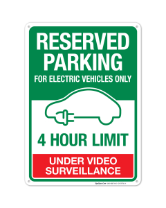 Charging Station For Employee Use Only 4 Hour Limit Under Video Surveillance Sign
