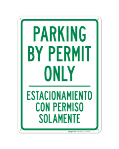 Parking By Permit Only Bilingual Sign