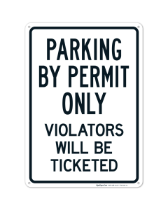 Parking By Permit Only Violators Will Be Ticketed Sign