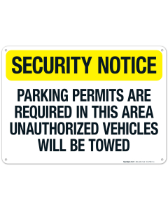 Parking Permits Are Required In This Area Unauthorized Vehicles Will Be Towed Sign