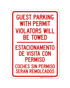Guest Parking Violators Will Be Towed Bilingual Sign