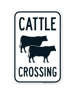 Cattle Crossing With Graphic Sign