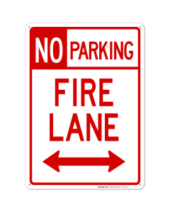 No Parking Bidirectional Fire Lane Sign