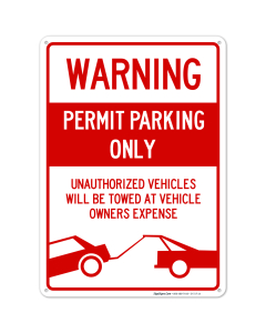 Permit Parking Sign, No Parking Sign