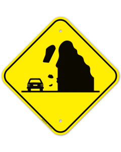 Falling Rocks Snow Or Ice Ahead. Sign