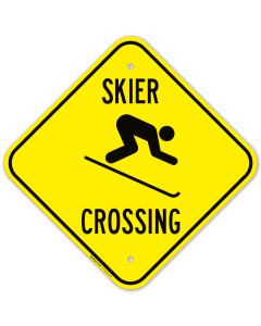 Skier Crossing With Skier Graphic Sign