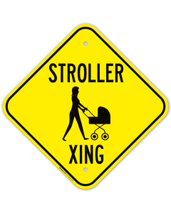 Stroller Crossing With Graphic Sign