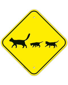 Cat With Kittens Crossing Sign