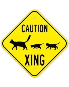 Caution Cat With Kittens Crossing Sign