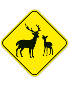 Deer With Fawn Crossing Sign