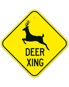 Deer Crossing With Graphic Sign