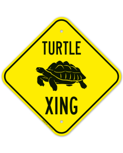 Turtle Crossing With Graphic Sign