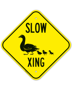 Slow Crossing Duck And Ducklings Graphic Sign