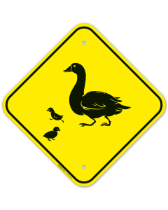 Duck And Duckling Crossing Road Graphic Sign