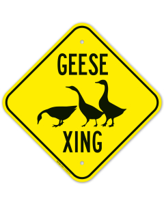 Geese Crossing With Graphic Sign