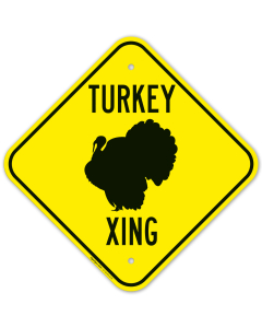 Turkey Crossing with Graphic Sign