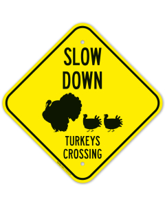 Slow Down Turkeys Crossing Sign