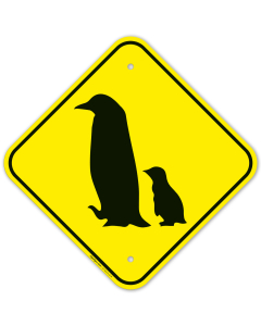 Penguin With Chick Crossing Sign