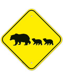Bear Crossing With Graphic Sign