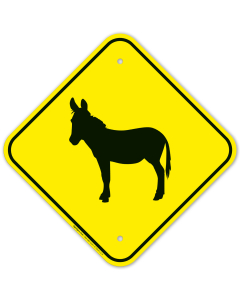 Donkey Crossing With Graphic Sign