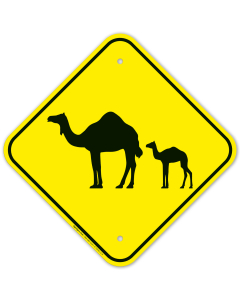 Camel With Calf Crossing Sign