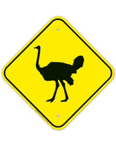 Ostrich Crossing With Graphic Sign