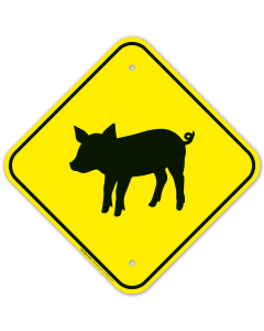Pig Crossing With Graphic Sign