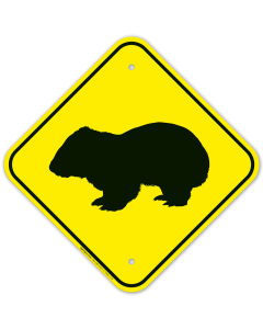 Wombat Crossing With Graphic Sign
