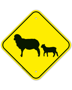 Sheep With Lamb Crossing Sign