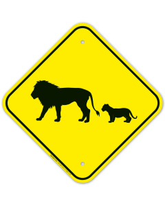 Lion With Cub Crossing Sign