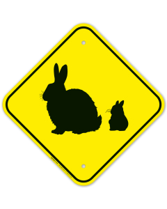Rabbit With Bunny Crossing Sign