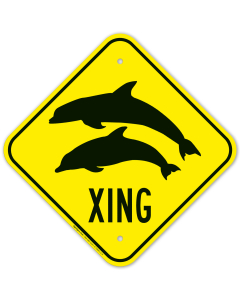 Crossing With Dolphine Graphic Sign