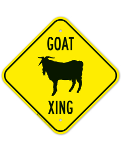 Goat Crossing With Graphic Sign