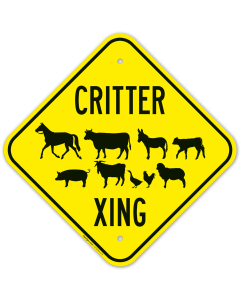 Critter Crossing With Multiple Animal Graphic Sign