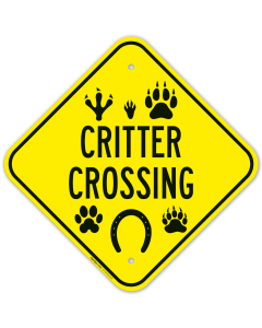 Critter Crossing With Paw Mark Graphic Sign