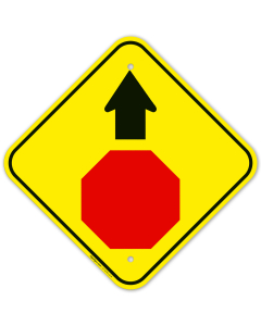 Stop Graphicand Arrow Pointing Up Sign