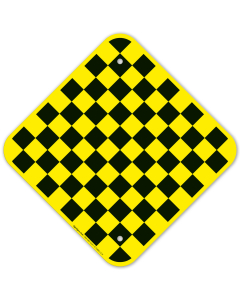 Checkerboard Traffic With Graphic Sign