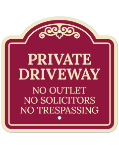 Private Driveway No Outlet Solicitors Or Trespassing Décor Sign