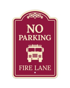 No Parking Fire Lane With Truck Graphic Décor Sign