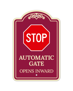 Stop Automatic Gate Opens Inward Décor Sign
