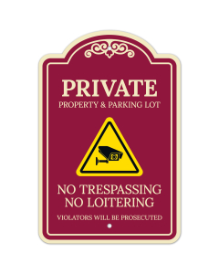 Private Property And Parking Lot No Trespassing No Loitering Décor Sign